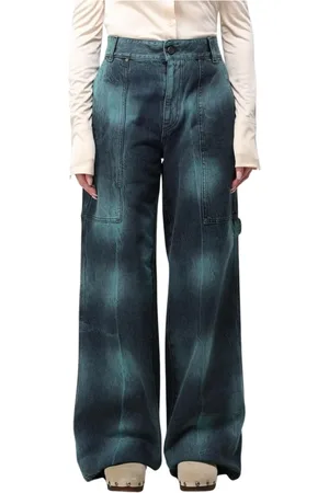 Stella McCartney Jeans, Dame, Grøn, W26, Bomuld, Bomuld Wide Leg Jeans