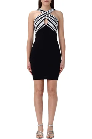 Patrizia Pepe Kjole, Dame, Sort, M, Hvid Halterneck Mini Kjole