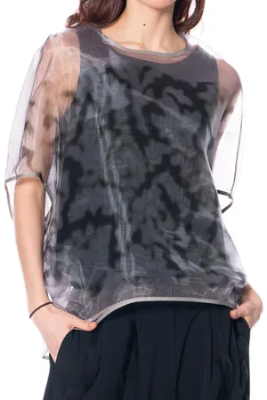 Annette Görtz Bluser & Skjorter, Dame, Sort, S, Polyester, Mesh Overlay Bluse Sand/