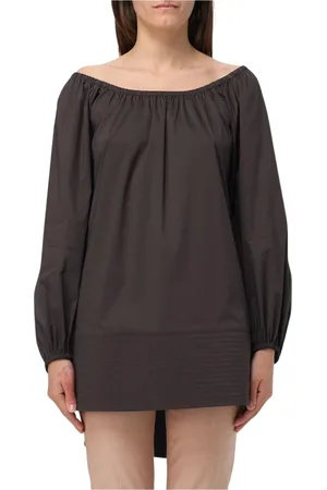 LIVIANA CONTI Bluser & Skjorter, Dame, Brun, S, Bomuld, Hvid Bådhals Top