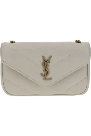 Saint Laurent Taske, Dame, Hvid, ONE SIZE, Læder, Quiltet læderrygsæk med YSL-logo