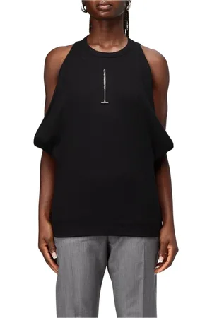 Alexander McQueen Top, Dame, Sort, XS, Bomuld, Sort Ribbet Ærmeløs Top