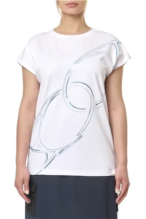 HERNO Top, Dame, Hvid, L, Bomuld, Hvid T-shirt med rund hals