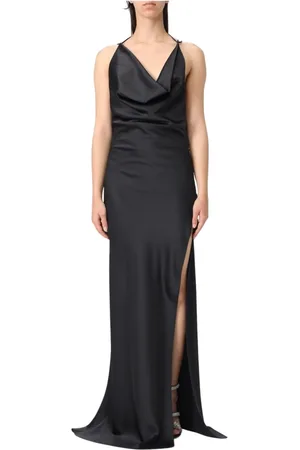 Andamane Kjole, Dame, Sort, 2XS, Satin, Sort Satin Maxi Kjole Elegant Stil