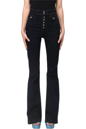 VERSACE Jeans, Dame, Sort, W26, Flare Button Fly High-Waisted Jeans
