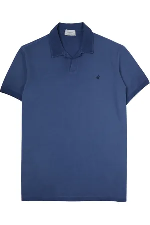 BROOKSFIELD Top, Herre, Blå, L, Bomuld, Polo med åben krave, Faded Effekt