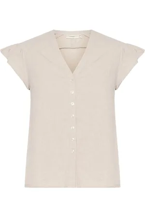 INWEAR Bluser & Skjorter, Dame, , L, Haze Melange Top med V-hals og knapper