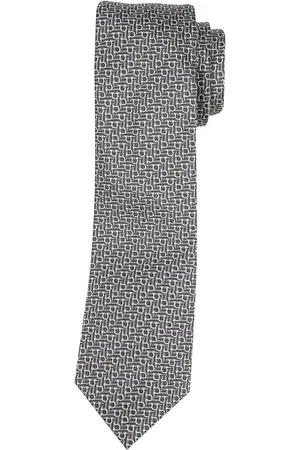 Salvatore Ferragamo Tilbehør, Herre, Grå, ONE SIZE, Silke Jacquard Regimental Stil Slips