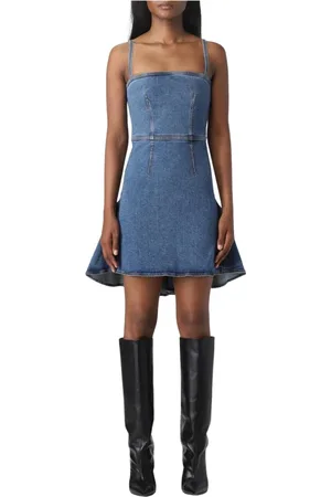 Alexander McQueen Kjole, Dame, Blå, S, Denim, Elegant Denim Mini Kjole Ærmeløs
