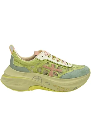 Premiata Sko, Dame, Gul, 41 EU, Nylon, Leopard Print Hill Sneakers