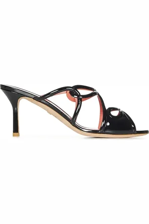 Giambattista Valli Sko, Dame, Sort, 37 EU, Læder, Sort Vævet Strope Sandaler Stiletto Hæl