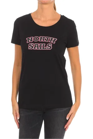 North Sails Top, Dame, Sort, S, Bomuld, Kortærmet T-shirt med Ribhals