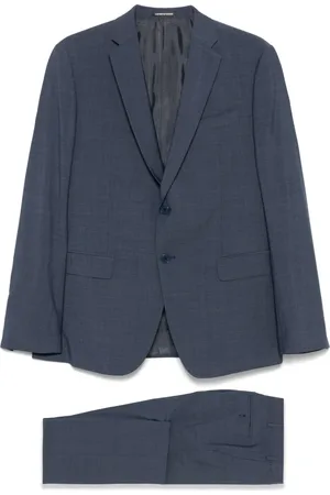 Emporio Armani Jakkesæt, Herre, Blå, XL, Uld, Klassisk ulddragt med 2 knapper
