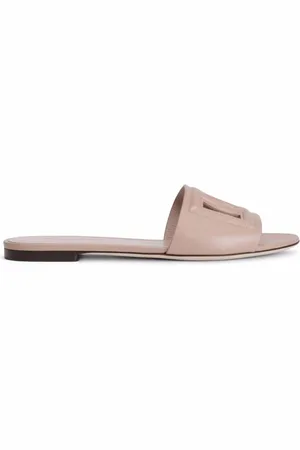 Dolce & Gabbana Sko, Dame, Lyserød, 36 EU, Flad Nude Logo Relief Sandal