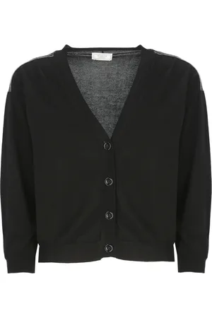 PESERICO SIGN Strik, Dame, Sort, 2XS, Bomuld, Sort Bomuld Cardigan V-Hals Sweater