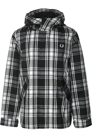 Fred Perry Jakke, Herre, Sort, M, Uld, Vandafvisende Tjekjakke Sort