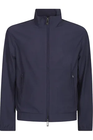 Emporio Armani Jakke, Herre, Blå, XL, Uld, Stilfuld Vandtæt Jakke