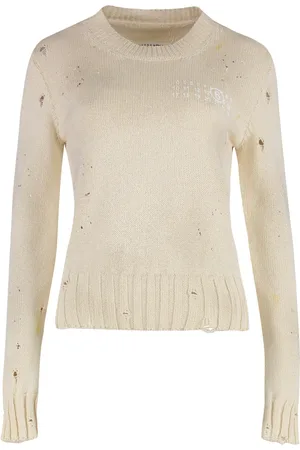 Maison Margiela Strik, Dame, , L, Bomuld, Sprøjtet Crew-neck Sweater