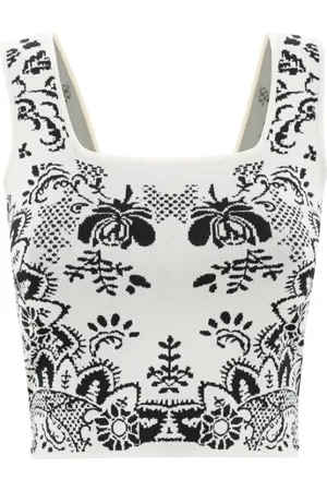 Max Mara Top, Dame, Flerfarvet, XS, Firkantet hals Jacquard Top Pilade