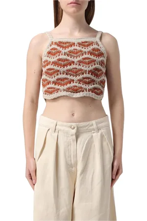 Alanui Top, Dame, Flerfarvet, S, Gul Creme Strik Tank Top