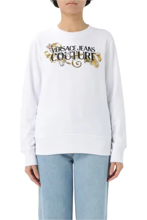 VERSACE Sweathshirts & Hoodies, Dame, Hvid, XS, Luksus Strik Trøje