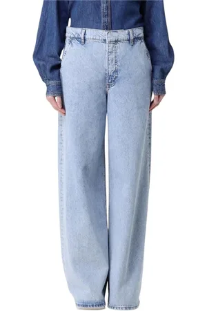 Frame Jeans, Dame, Blå, W28, Bomuld, Brede Ben Jeans til Kvinder