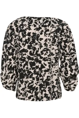INWEAR Bluser & Skjorter, Dame, Sort, XL, Uld, Artistic Shadow Abstrakt Bluse