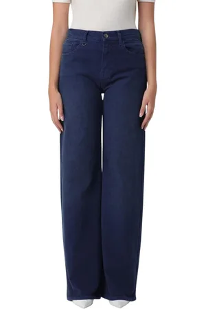 Emporio Armani Jeans, Dame, Blå, W28, Bomuld, Mørk Vask Wide Leg Jeans