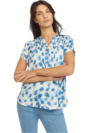 2-Biz Bluser & Skjorter, Dame, Flerfarvet, M, Uld, Farverig Bluse med V-Hals