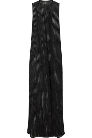 FISICO Kjole, Dame, Sort, M, Uld, Sort Mesh Kjole med Sideslidser