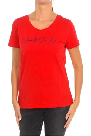 North Sails Top, Dame, Rød, XL, Bomuld, Kortærmet T-shirt med Ribhals