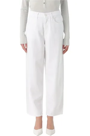 Pinko Jeans, Dame, Hvid, W28, Bomuld, Afslappet pasform Wide Leg Jeans