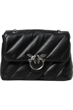 Pinko Taske, Dame, Sort, ONE SIZE, Læder, Quiltet Crossbody Taske til Kvinder