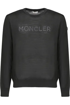 Moncler Sweathshirts & Hoodies, Herre, Sort, XL, Uld, Sort Langærmet Sweater Minimalistisk Design