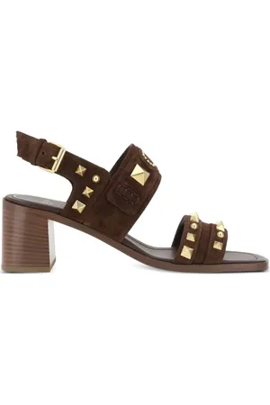 VALENTINO GARAVANI Sko, Dame, Brun, 38 EU, Uld, Brun Studded Sandaler med Rockstud Detaljer