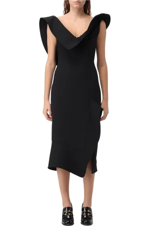 Bottega Veneta Kjole, Dame, Sort, XS, Bomuld, Sort Asymmetrisk Hem Kjole