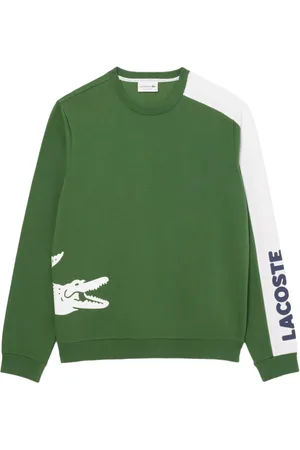 Lacoste Sweathshirts & Hoodies, Herre, Grøn, S, Bomuld, Grøn Slim Fit Langærmet T-shirt