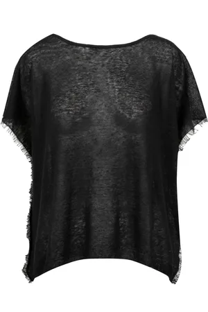 Gran Sasso Bluser & Skjorter, Dame, Sort, M, Bomuld, Sort Bomuld Jakke med Frynser