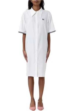 Fred Perry Kjole, Dame, Hvid, M, Broderet Logo Polo Kjole