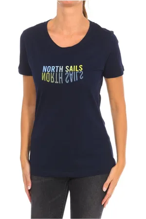 North Sails Top, Dame, Blå, L, Bomuld, Kortærmet T-shirt med Ribhals