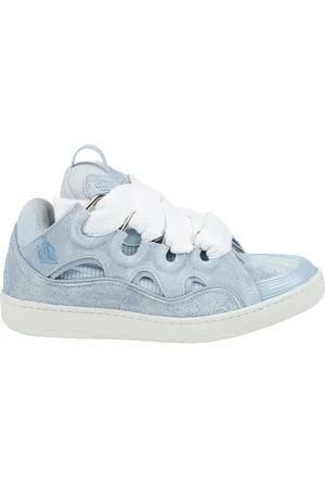 Lanvin Sko, Herre, Blå, 42 EU, Læder, Læder Sneakers med Front Lace Lukning