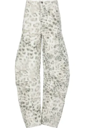 ROTATE Jeans, Dame, Grøn, L, Bomuld, Grøn Bomuld Animalier Mønster Jeans
