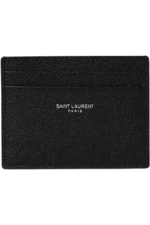Saint Laurent Tilbehør, Herre, Sort, ONE SIZE, Læder, Sort Læderkortholder Pung