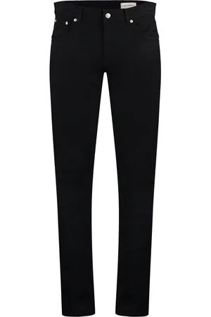 Alexander McQueen Jeans, Herre, Sort, M, Læder, Skinny Jeans med læderlogo-tag