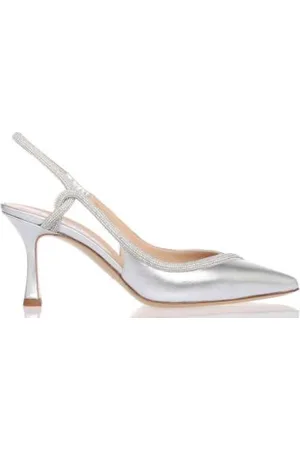 NINALILOU Sko, Dame, Grå, 37 EU, Læder, Strass Slingback i Sølv Læder