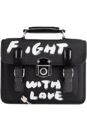 Comme des Garçons Taske, Dame, Sort, ONE SIZE, Læder, Sort Graffiti Satchel Taske