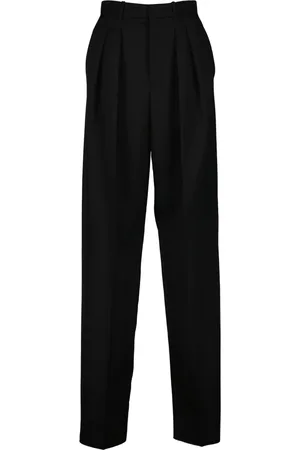 Saint Laurent Bukser, Dame, Sort, S, Uld, Sort Uld Brede Ben Bukser