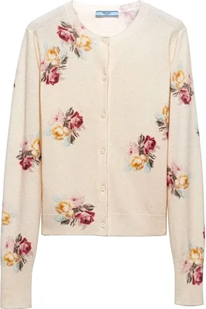 Prada Strik, Dame, Flerfarvet, S, Uld, Stilfuld Strik Cardigan Sweater