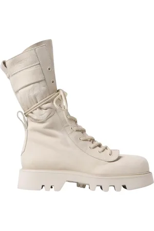J.W.Anderson Sko, Dame, Hvid, 39 EU, Læder, Chunky Sole Læder Combat Støvler