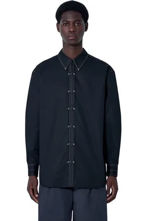LEMAIRE Skjorte, unisex, Sort, L, Bomuld, Metal Embellished Skjorte